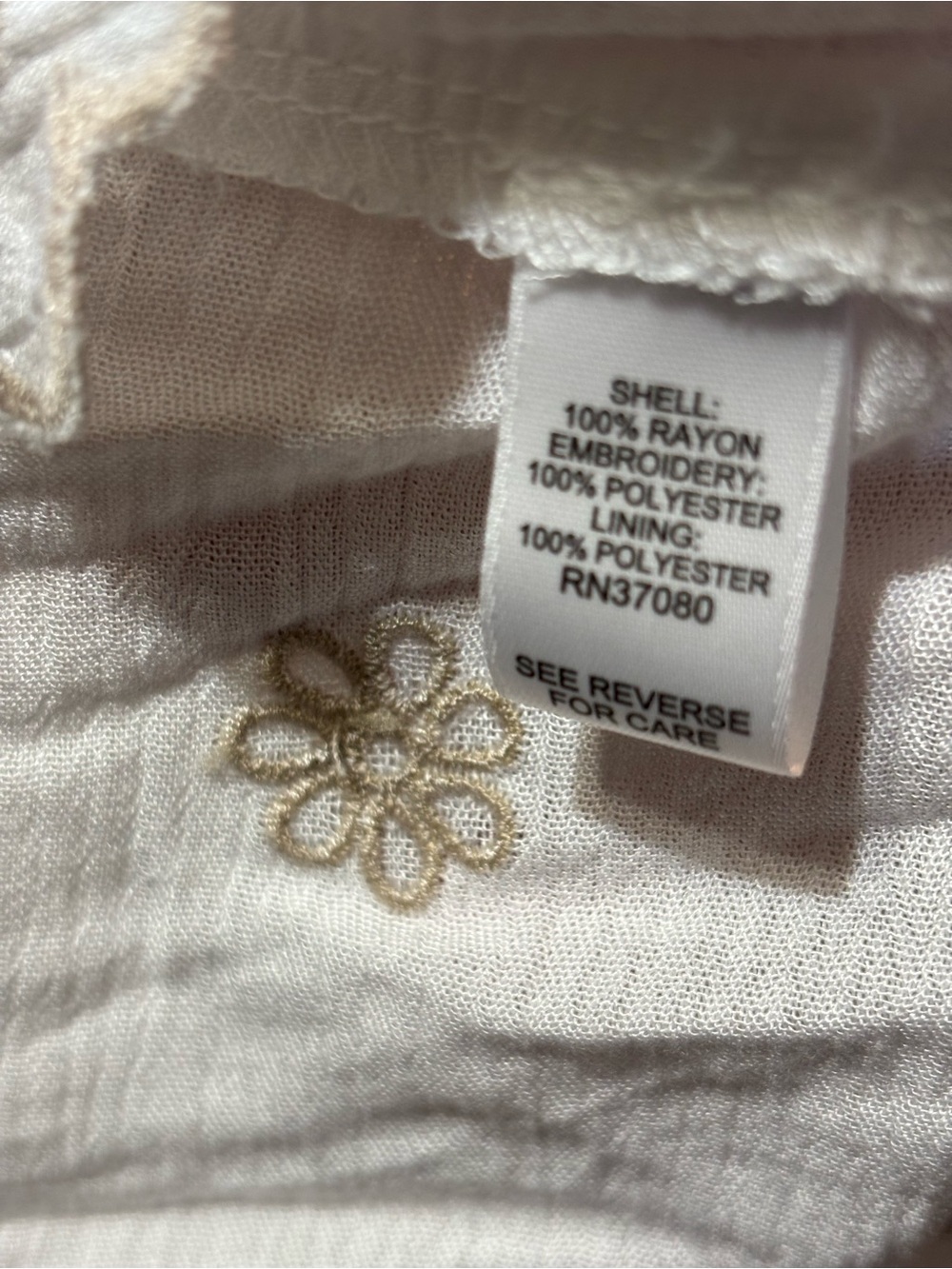 Cato White Eyelet Embroidered Peasant Tunic with Beige Accents - Picture 11 of 11